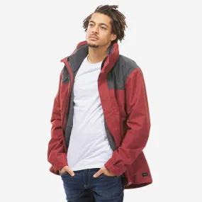 Forclaz Men's 3-in-1 Waterproof Travel Backpacking Jacket Travel 100 32°F - Red