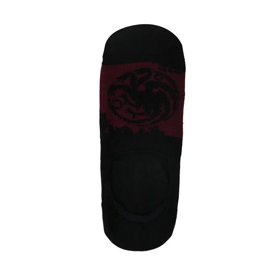 Game Of Thrones House Targaryen & House Of Stark Loafer/invisible Socks For Men - Grey & Maroon