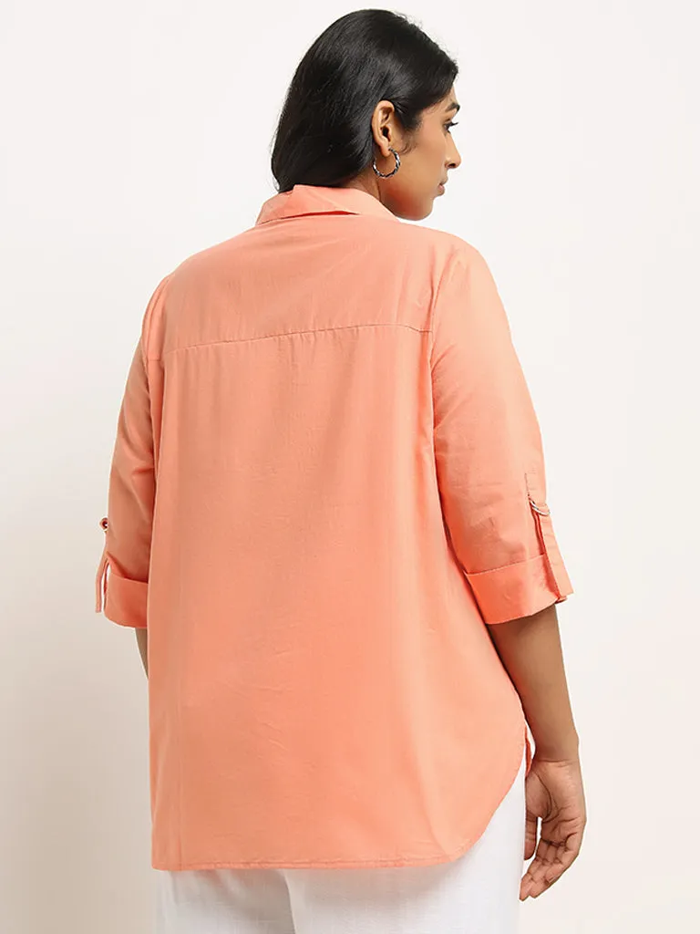 Gia Orange Solid Cotton Shirt