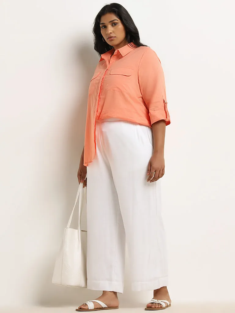 Gia Orange Solid Cotton Shirt