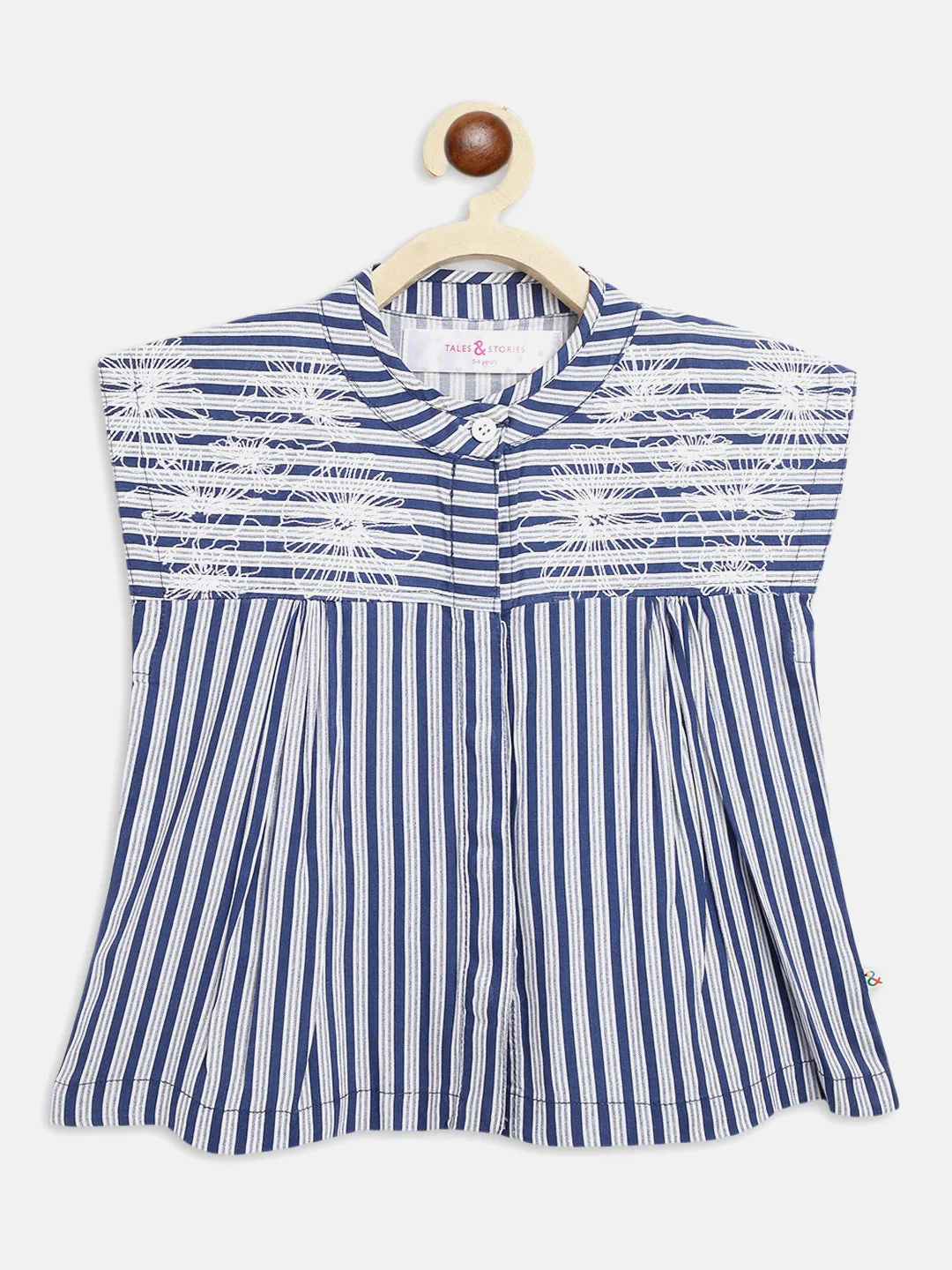 Girls Blue Striped Casual Top