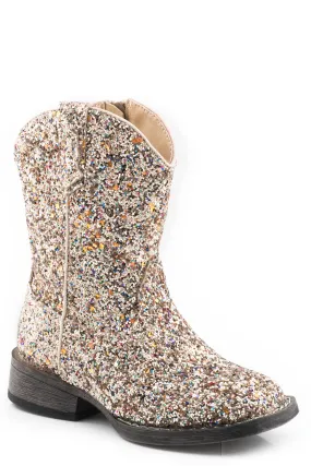 Girls Roper Golden Glitter Square Toe Toddler Boot