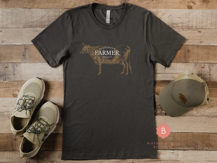 God Made a Farmer Men's Catholic t-shirt