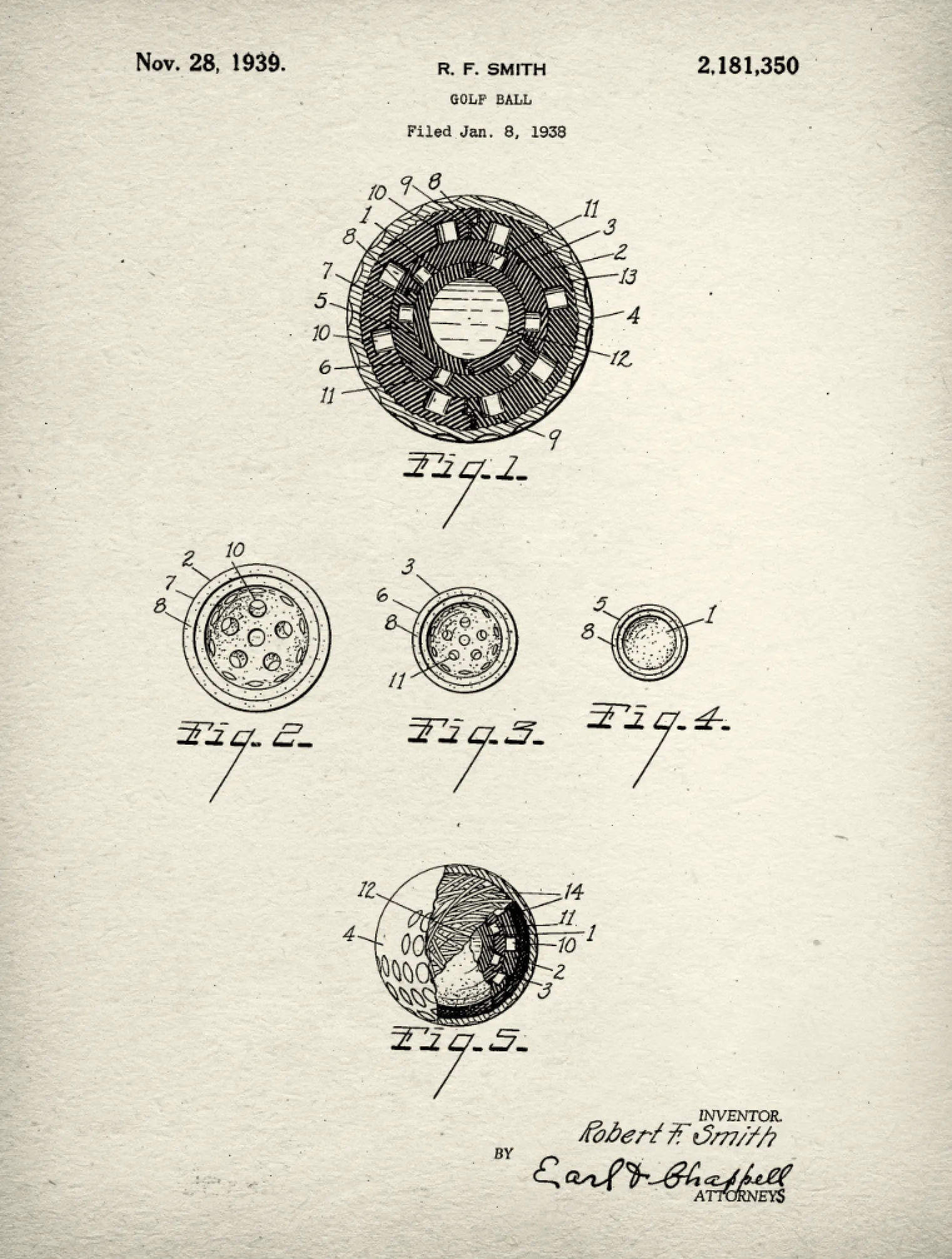 Golf Ball Patent Print Art on Canvas