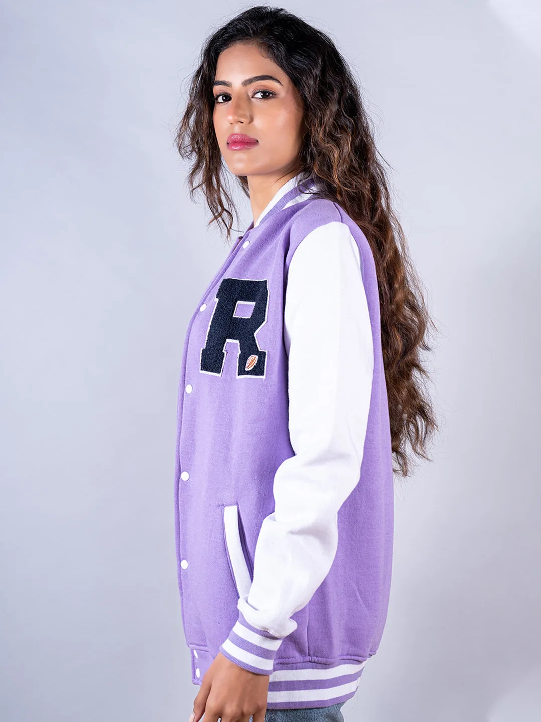 Good Vibes Lilac R Varsity Jacket