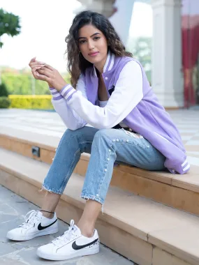 Good Vibes Lilac R Varsity Jacket