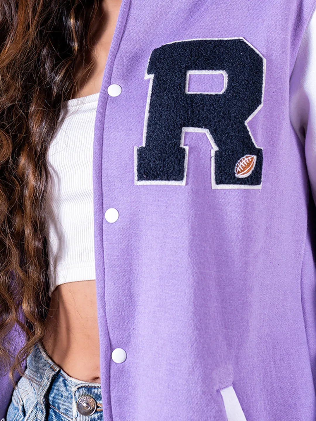 Good Vibes Lilac R Varsity Jacket