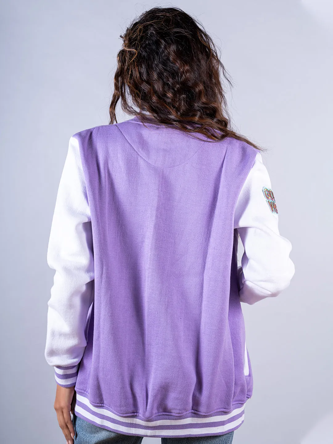 Good Vibes Lilac R Varsity Jacket