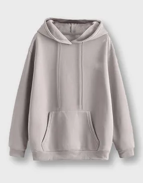 Grey Solid Regular Hoodie