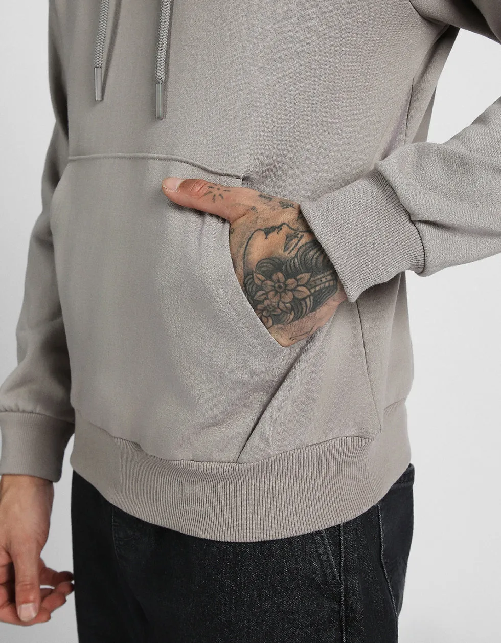 Grey Solid Regular Hoodie