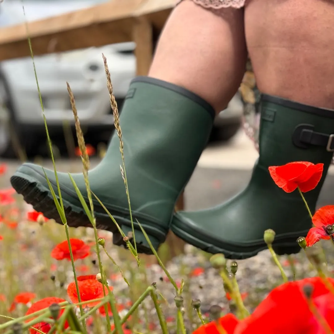 Half Height Dark Green Wellies - Wide Foot & Ankle