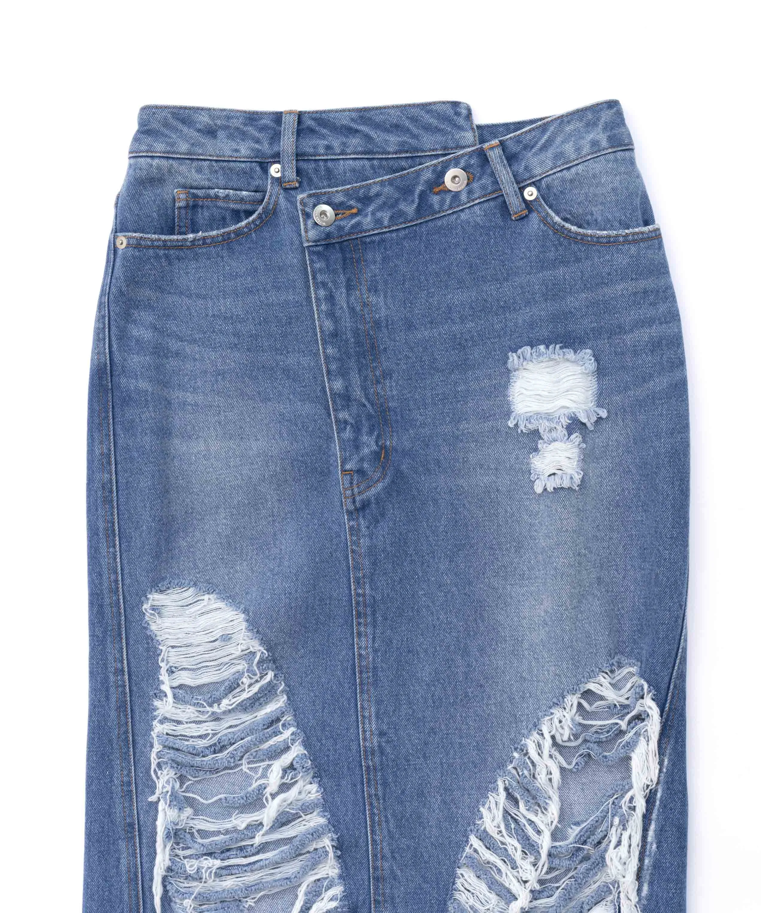 High Damage Denim Skirt