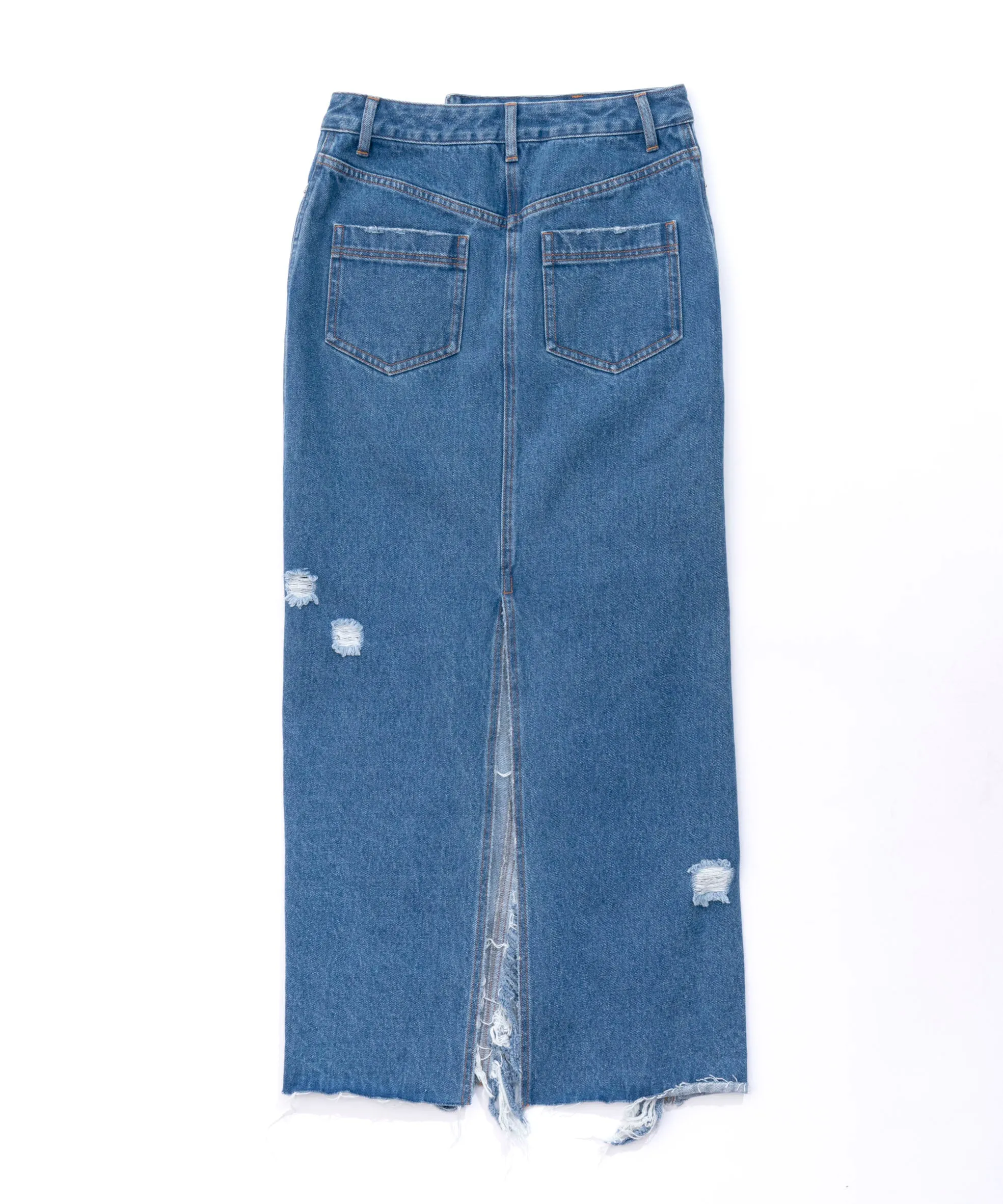 High Damage Denim Skirt