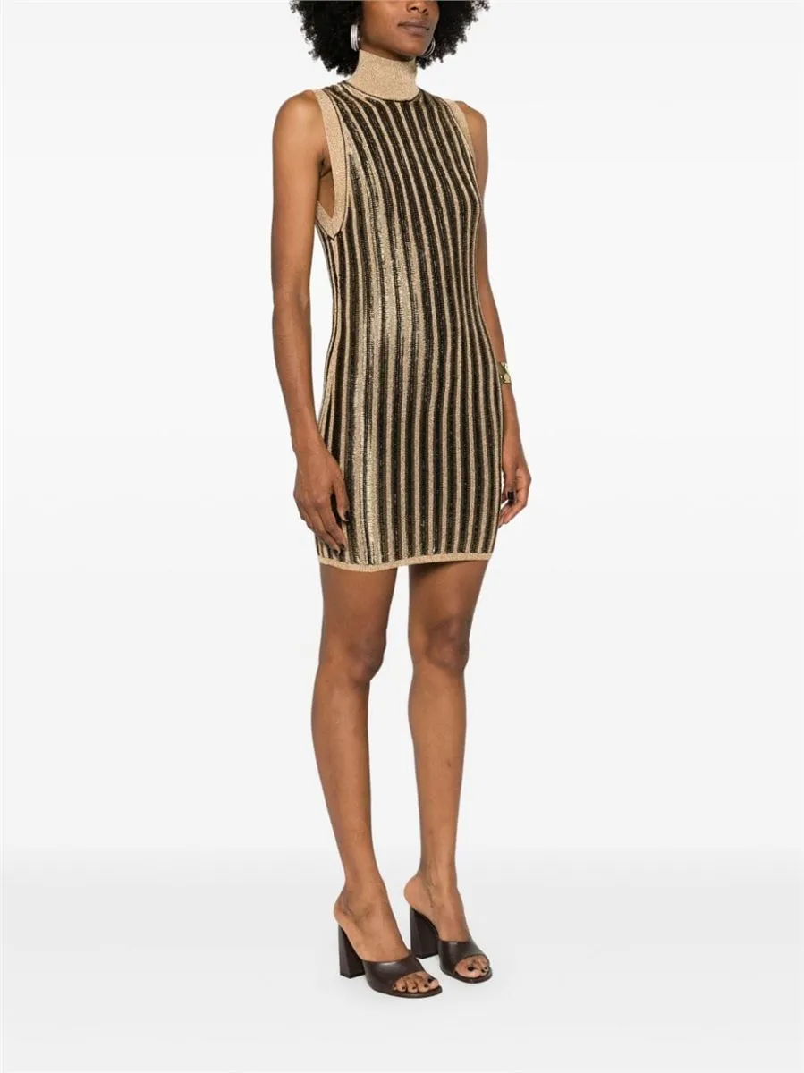 HIGH-NECK RIBBED MINIDRESS