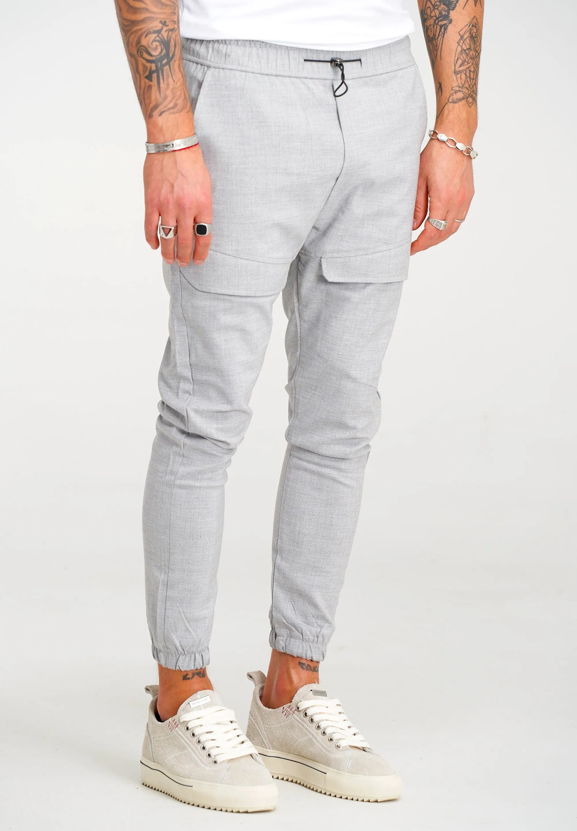 Hose Stripe Slim Fit Grau P-3002