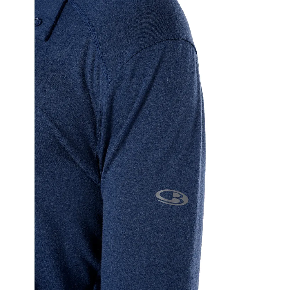 icebreaker Merino Men's T-Shirt Saige Long Sleeve Rugby - Blue Monsoon