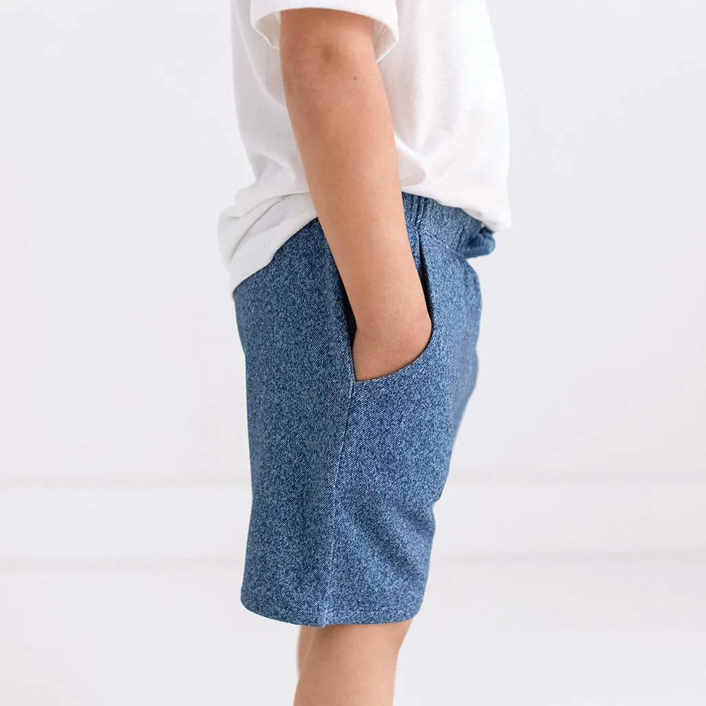 Indigo Denim French Terry Shorts