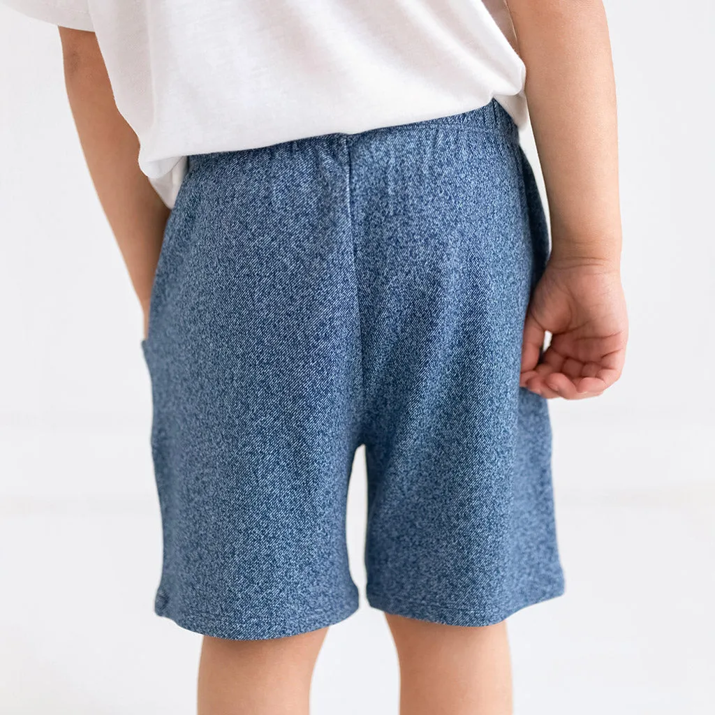 Indigo Denim French Terry Shorts