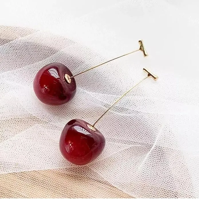 Koreashine™️ Korean Style Cherry Earrings For Women (Red Colour)