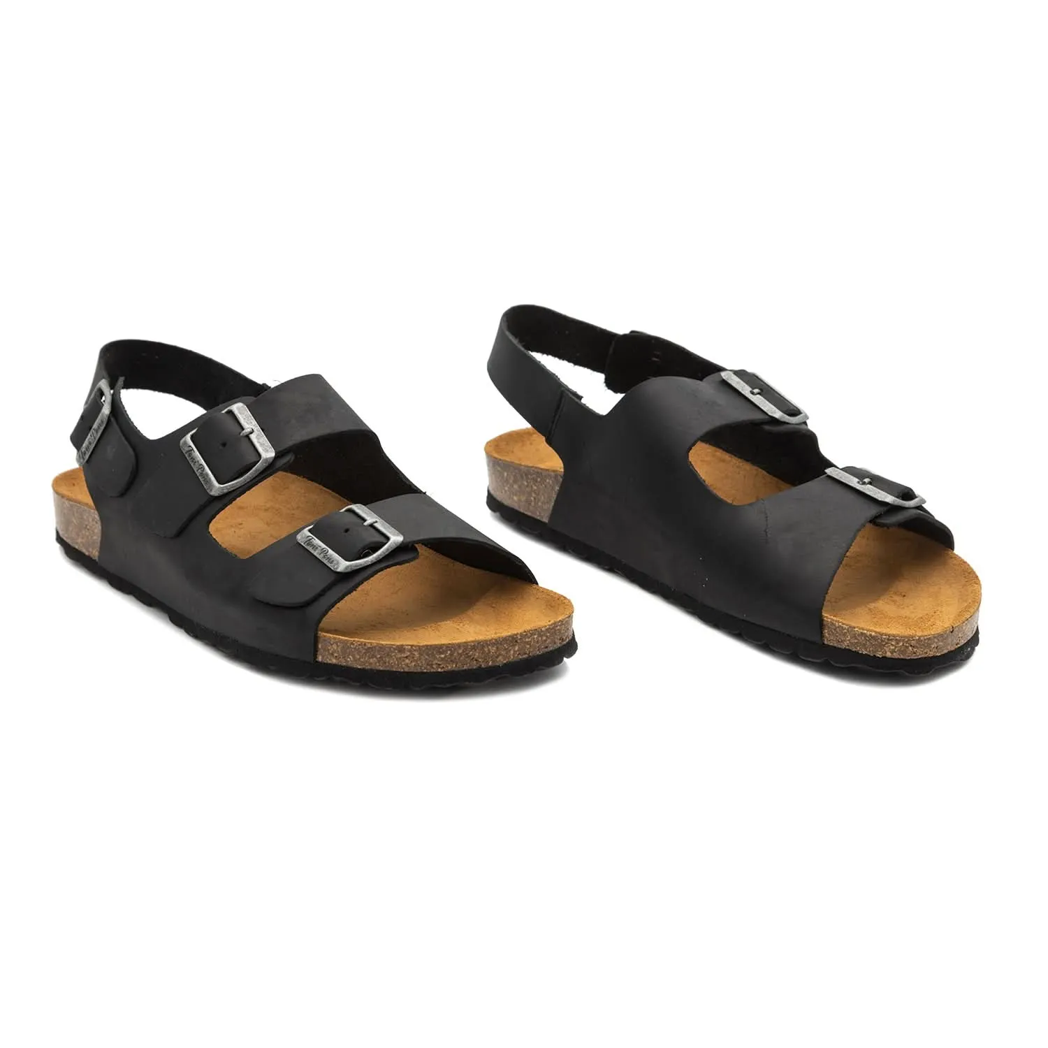 Leather Sandal with Double Buckle for Men  - Gil-PE