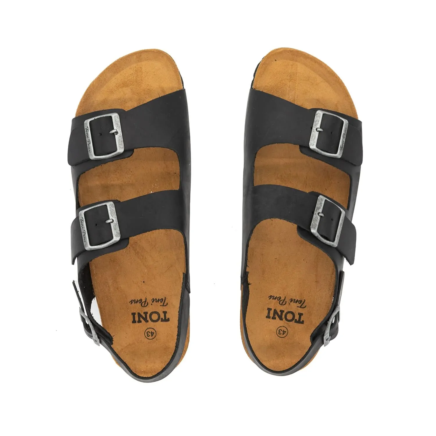 Leather Sandal with Double Buckle for Men  - Gil-PE