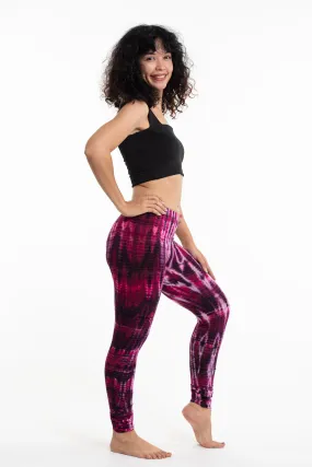 Lightning Stripes Tie Dye Cotton Leggings in Pink