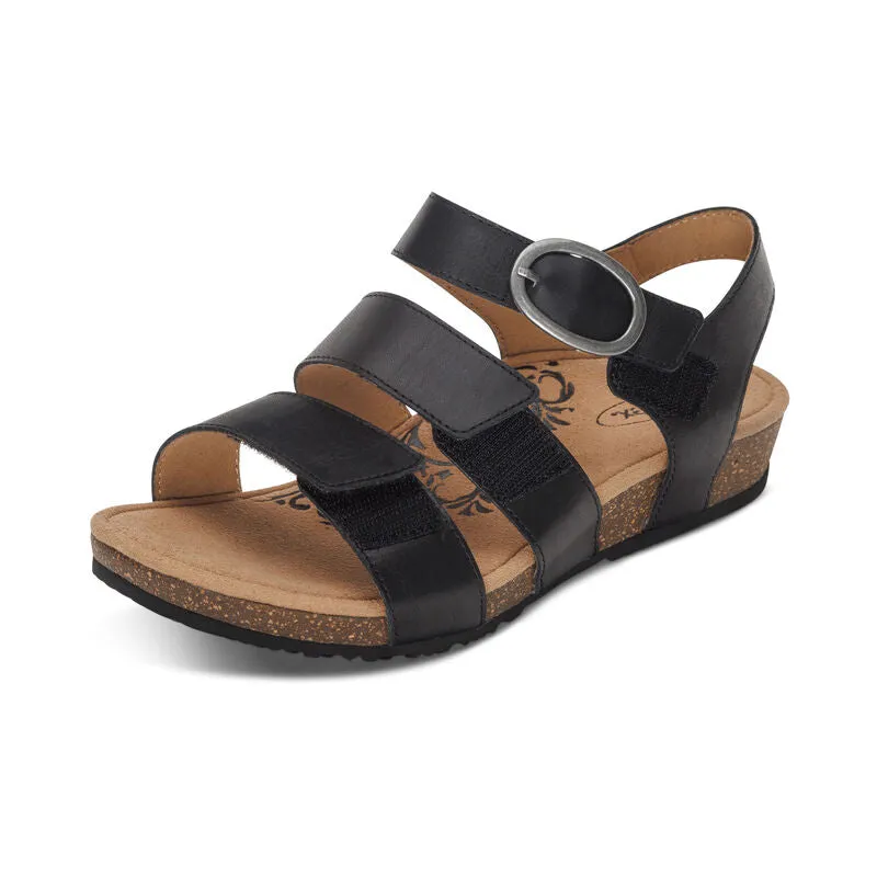 Lilly Adjustable Quarter Strap Sandal - Black