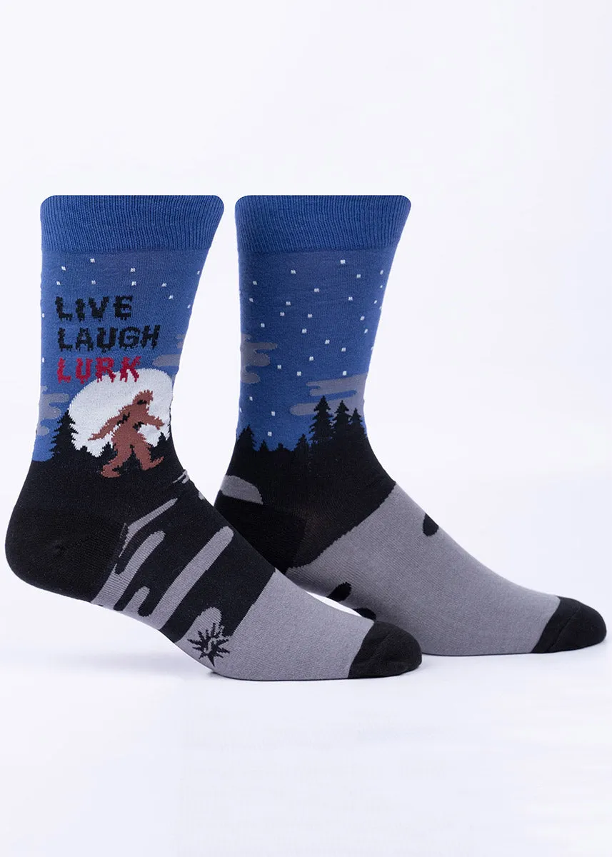 Live, Laugh, Lurk Glow-in-the-Dark Bigfoot Men's Socks