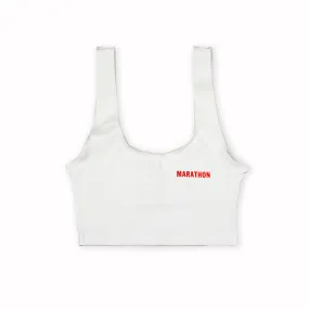 Marathon Womens Crop Tank - White / Red