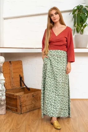 Maxi Skirt Moroccan Print Olive