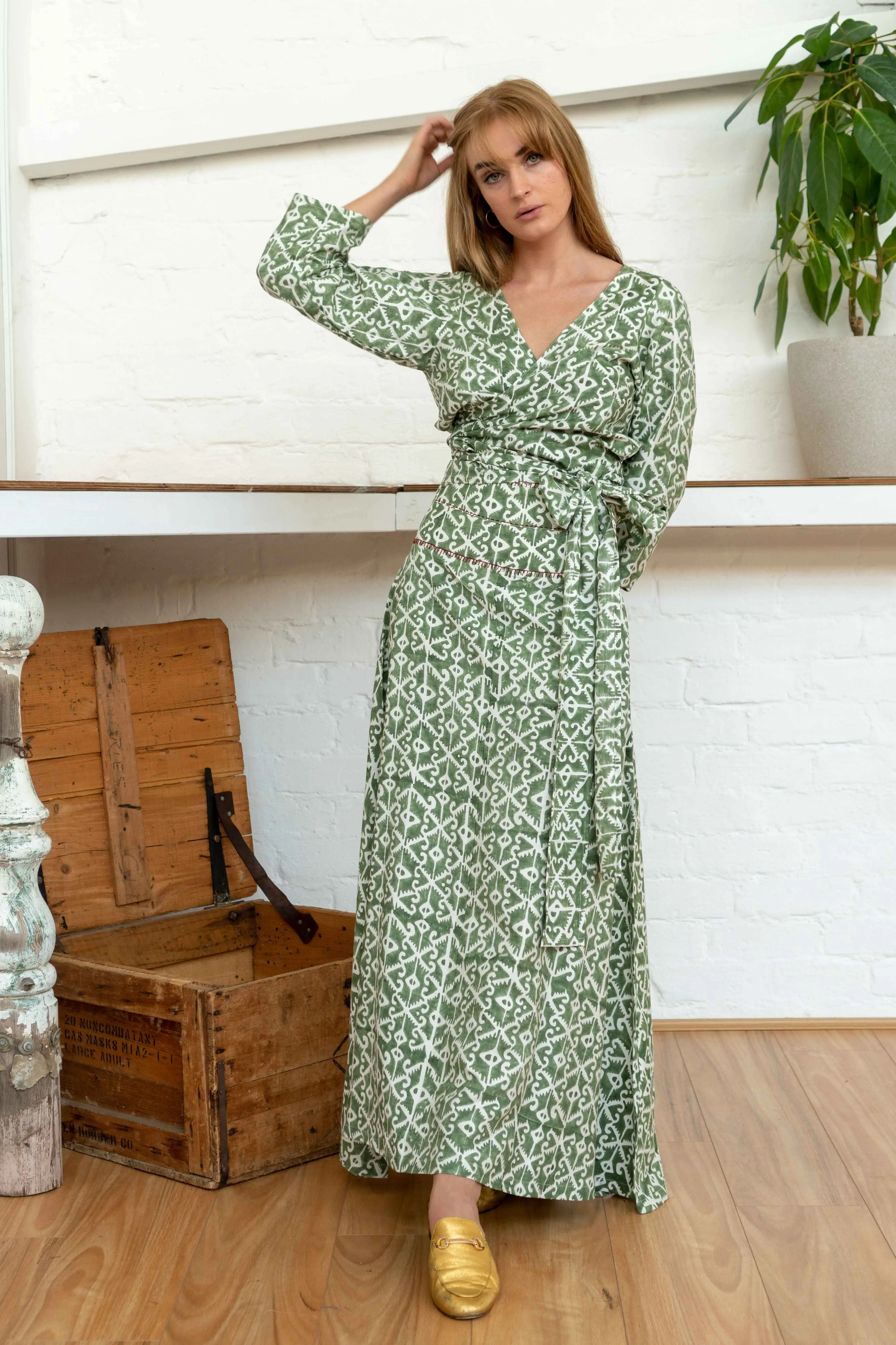 Maxi Skirt Moroccan Print Olive