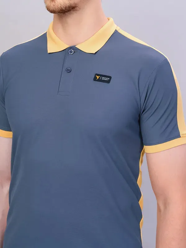 Men Colorblock Slim Fit Polo T-shirt with MATPIQ