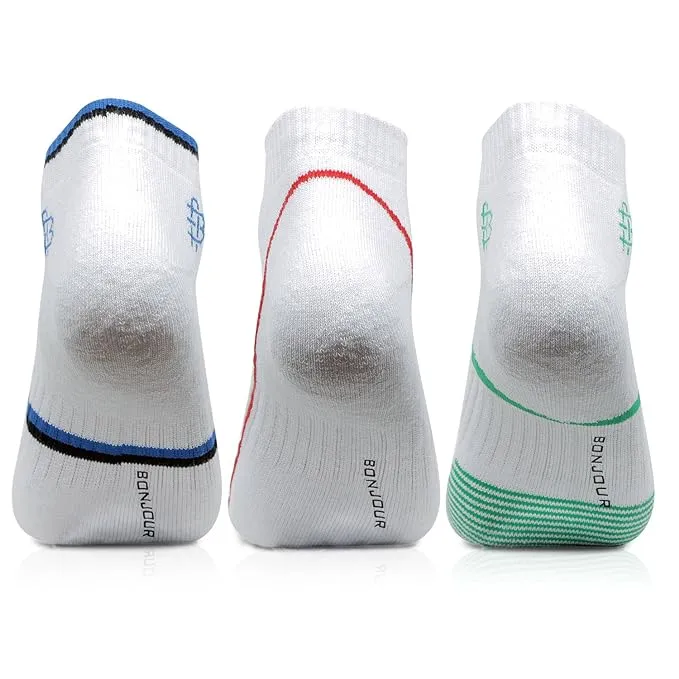 Men Cushioned White Secret Length Sports Socks- Pack of 3