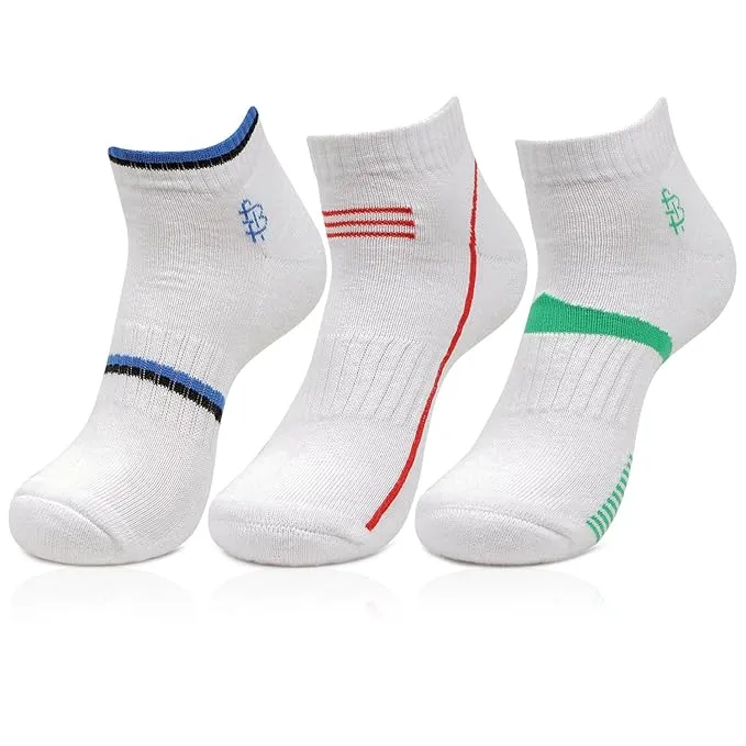 Men Cushioned White Secret Length Sports Socks- Pack of 3