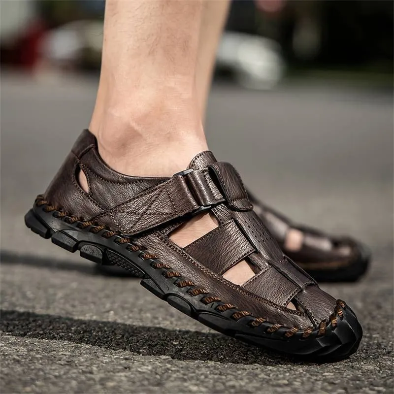 Men's Stitching Casual Closed Toe Slip On Sandals Microfiber Leather Uppers Breathable Anti-skid Summer Beach Sandals | 2899