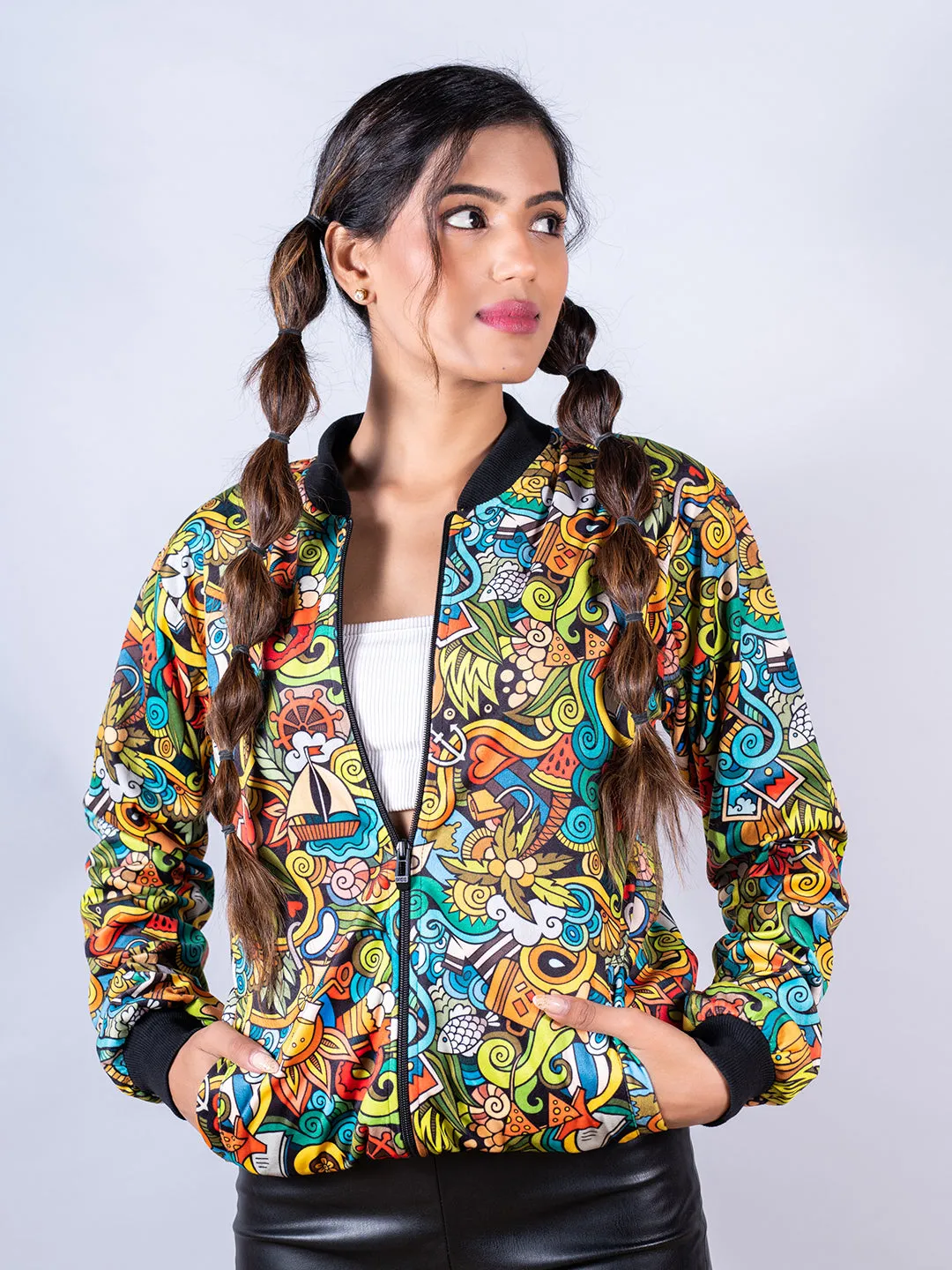 Multicolor Abstract Printed Velvet Jacket