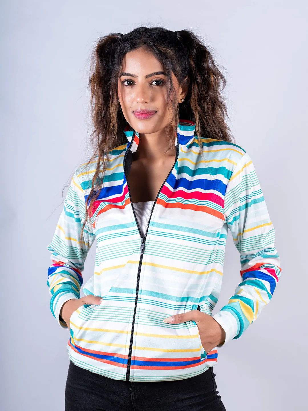 Multicolor Stripes Printed Jacket