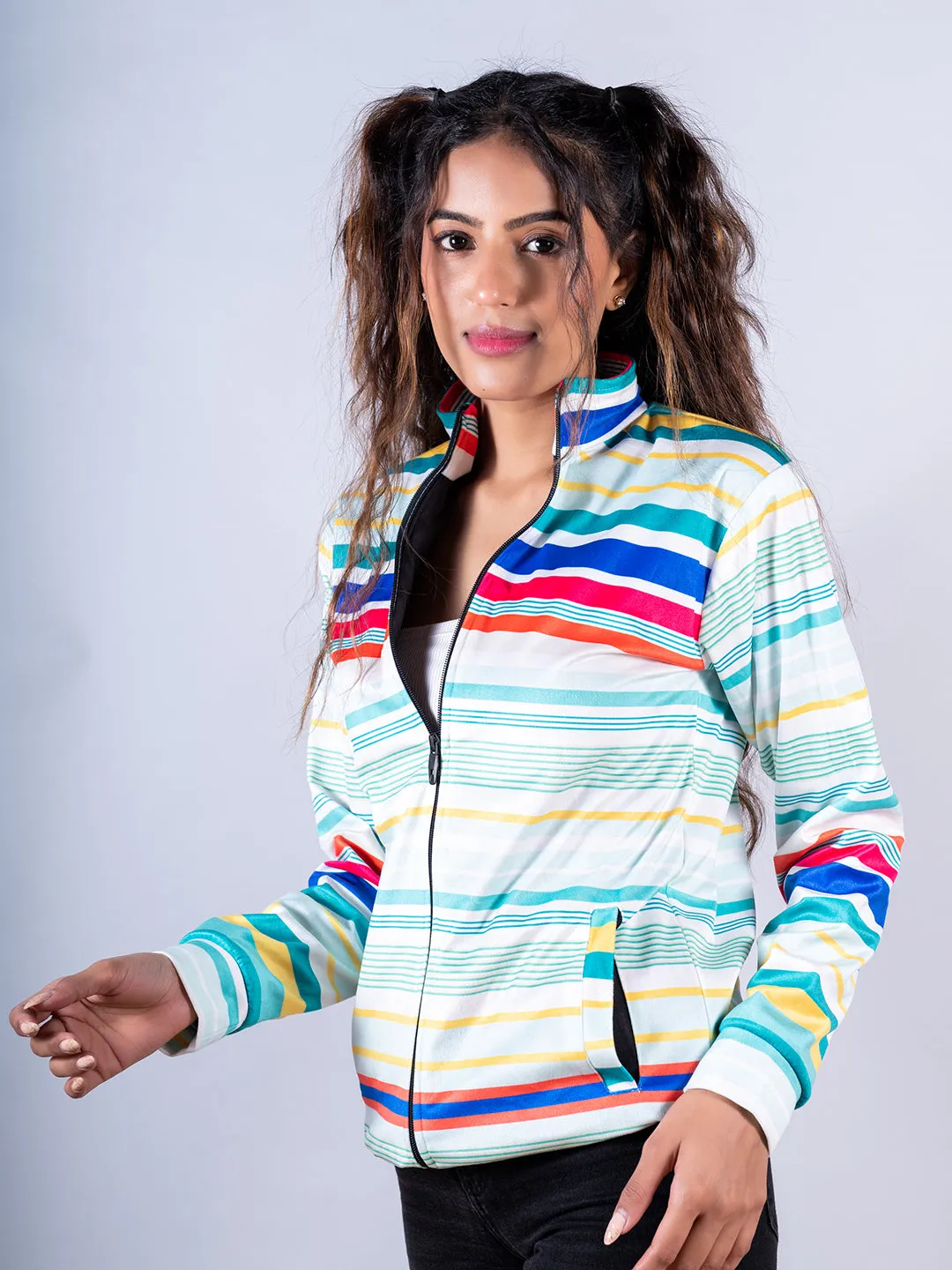 Multicolor Stripes Printed Jacket