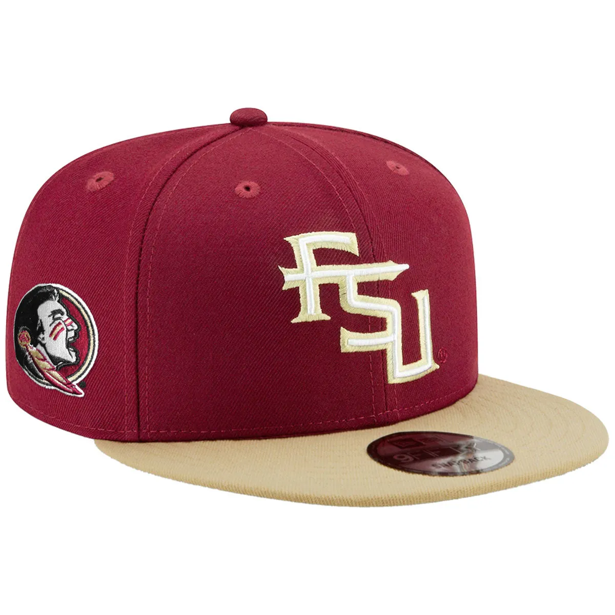 New Era Stacked FSU/Seminole Logo 950 Flat Bill Snapback Cap - Garnet/Gold