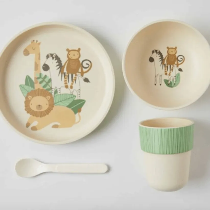 Novelty Bamboo 4pc Dinner Sets 2 Assort Designs