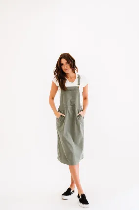 Patty Overall Dress in Sage