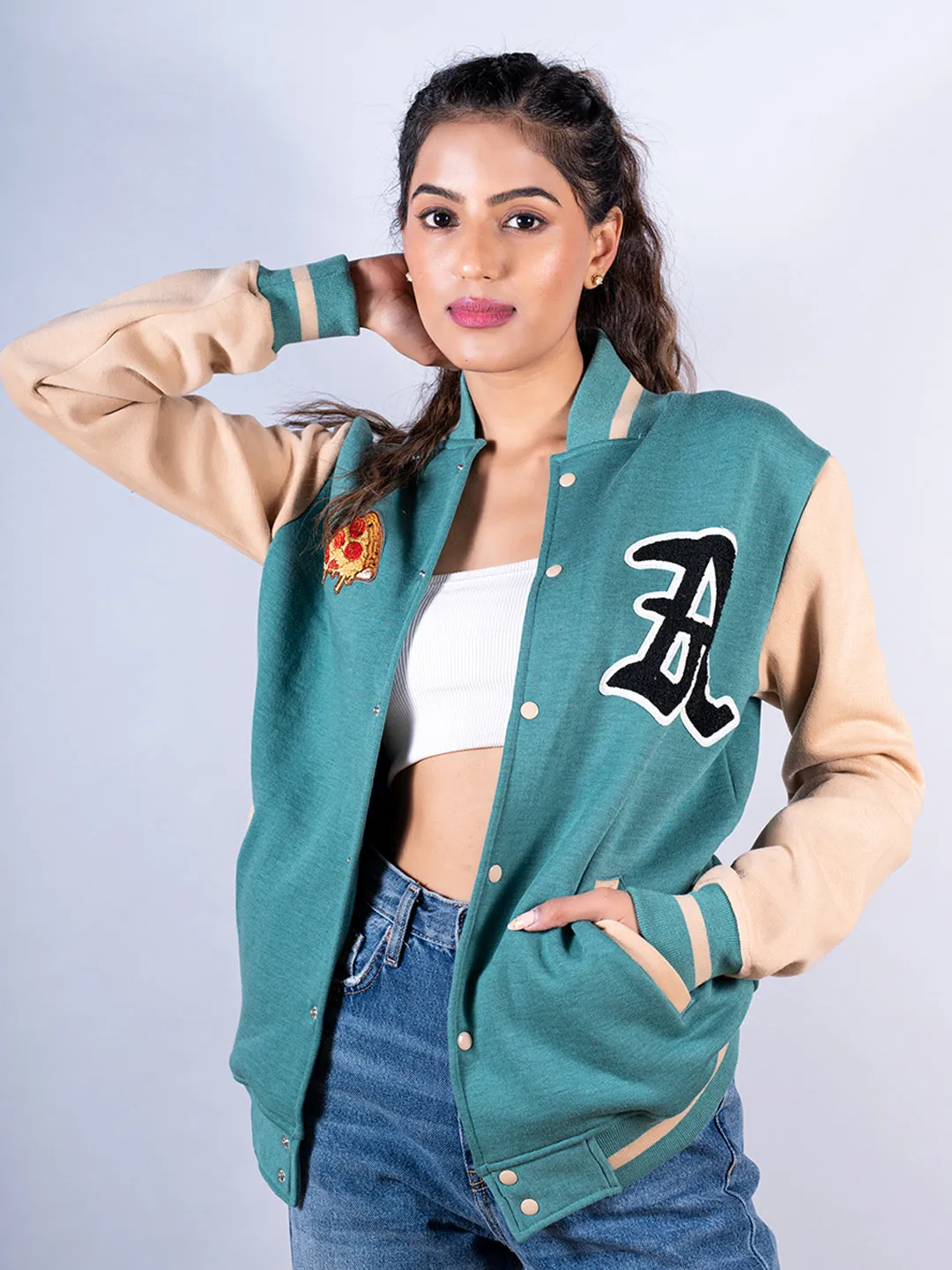 Pizza Sea Green LA Varsity Jacket