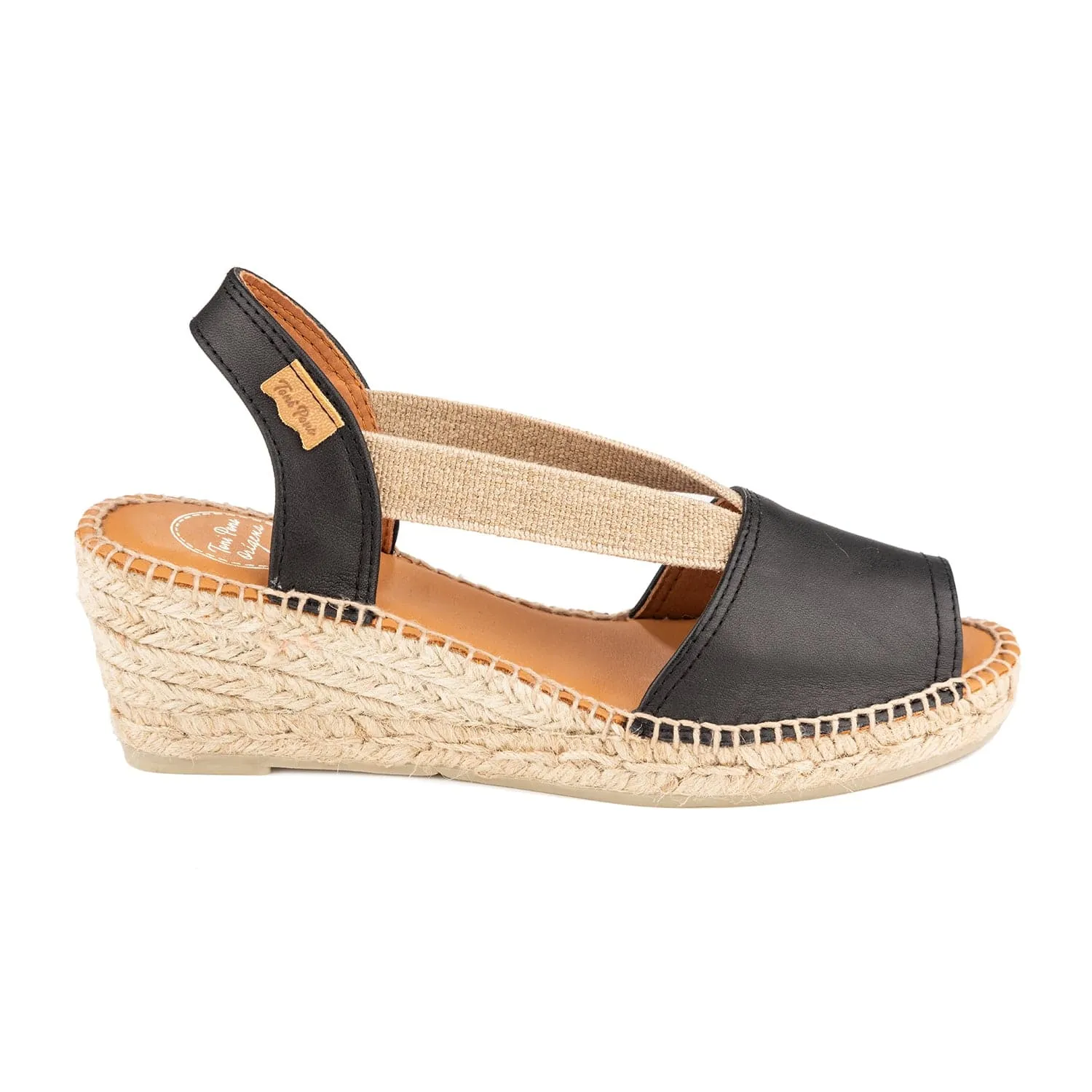 Plain Leather Wedge Espadrille for Women - Teide-P