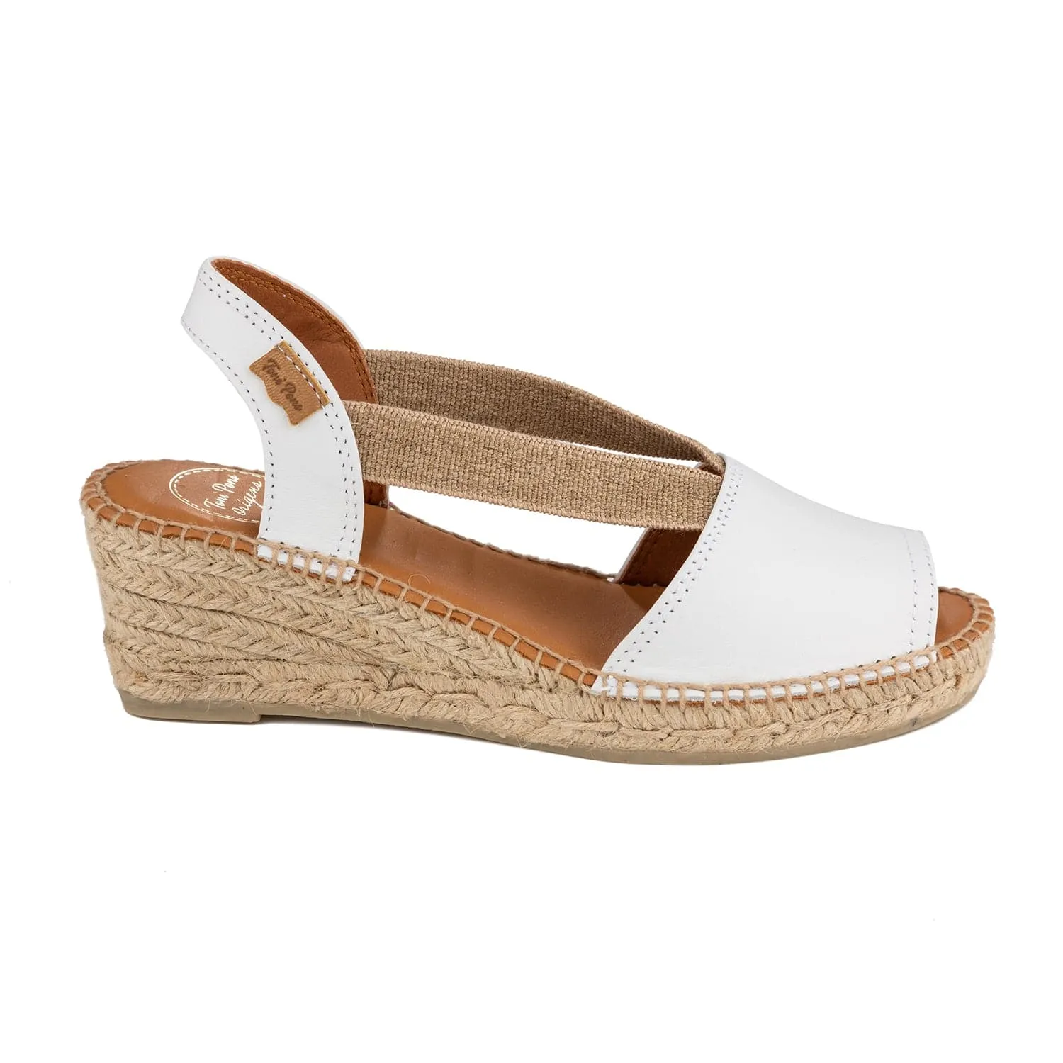 Plain Leather Wedge Espadrille for Women - Teide-P