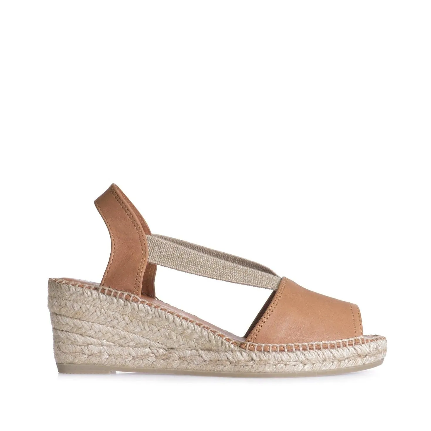 Plain Leather Wedge Espadrille for Women - Teide-P