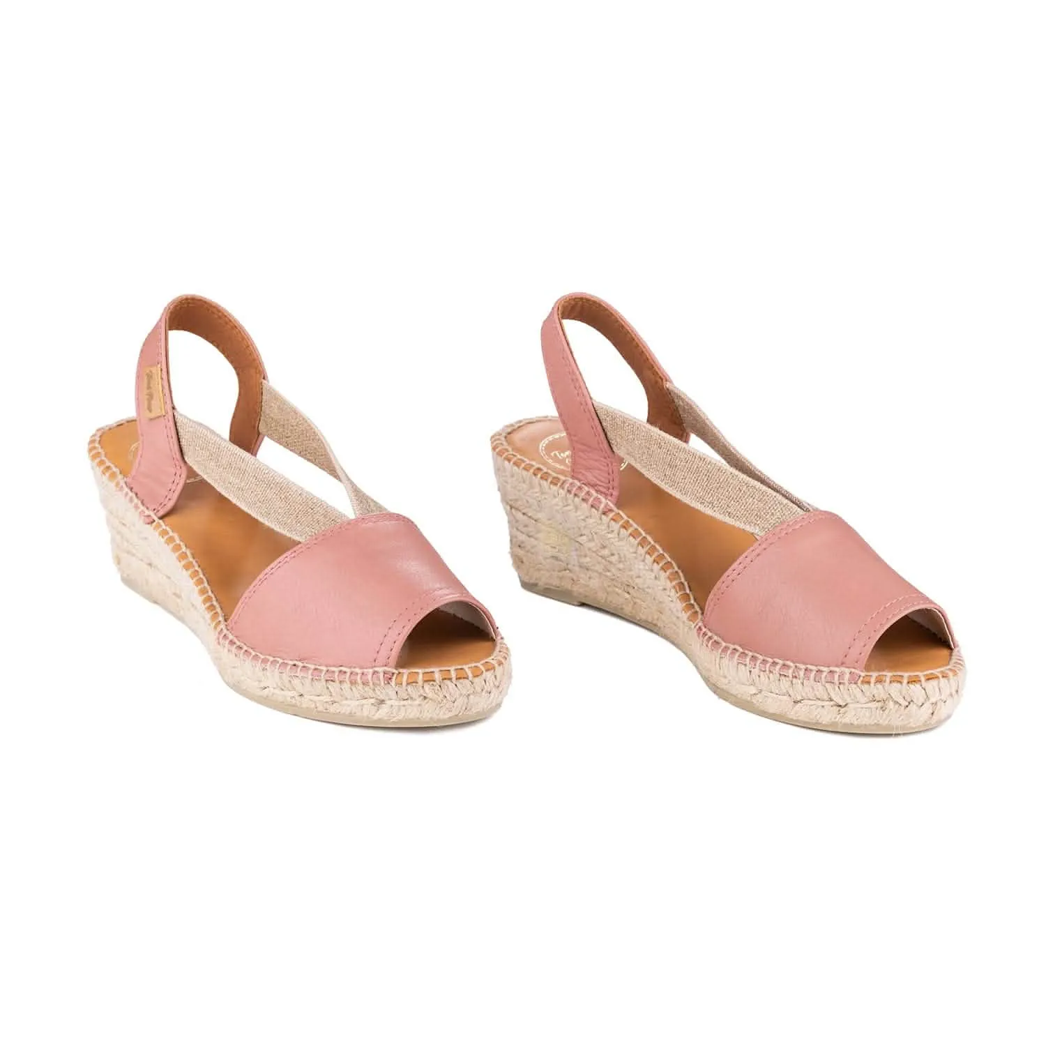 Plain Leather Wedge Espadrille for Women - Teide-P