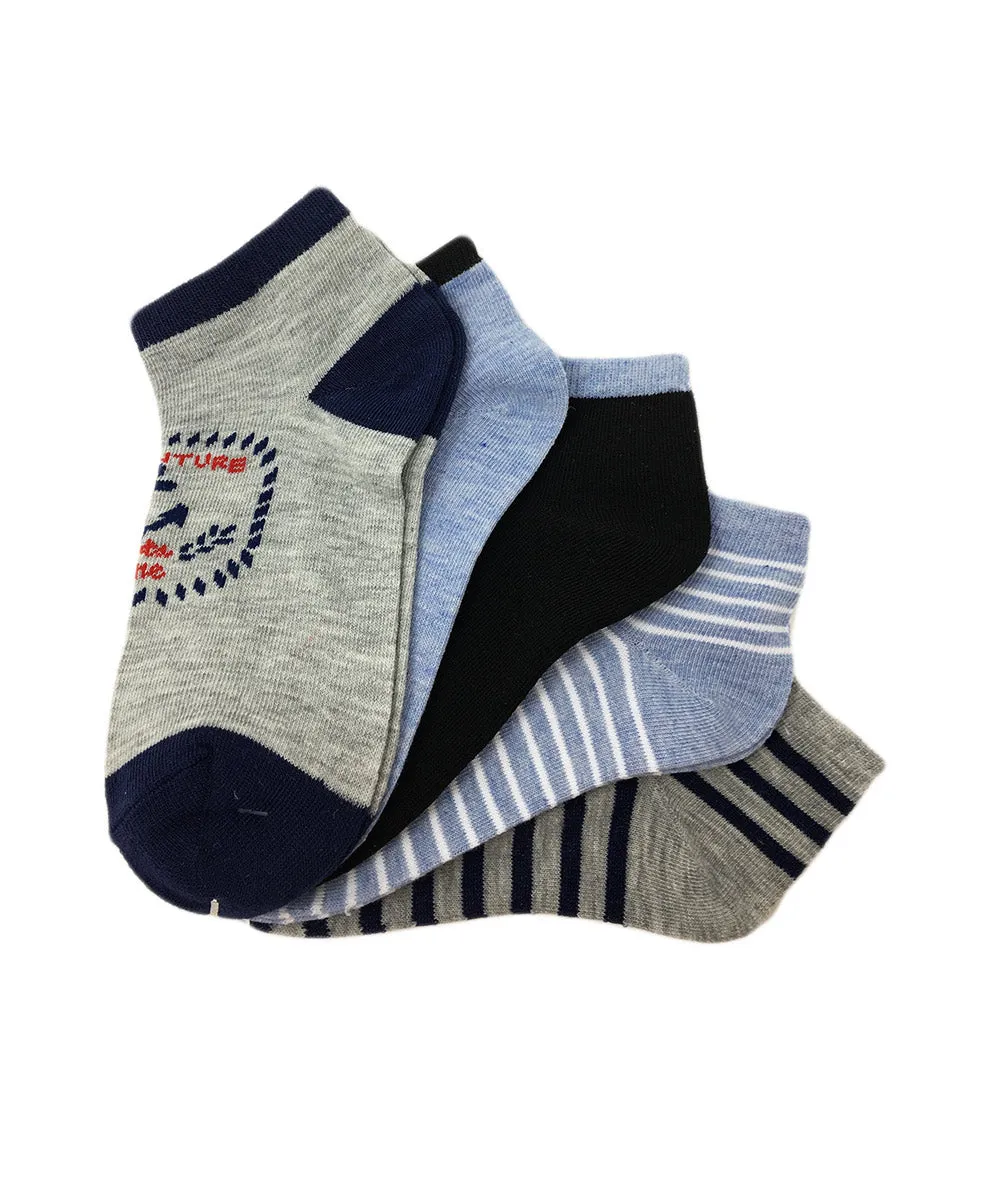 "Marine" Kid's Assorted  Ankle Socks 5PK by Point Zero