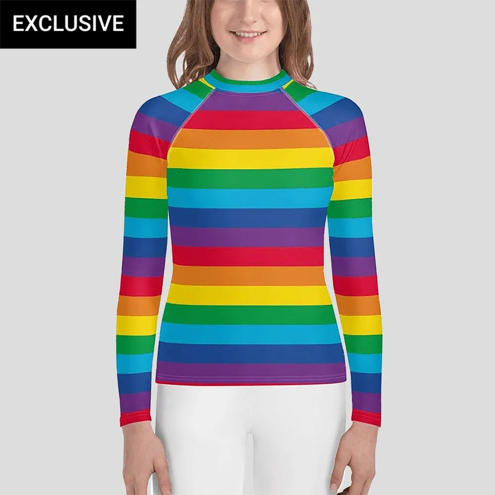 Rainbow Stripes Youth Rash Guard (POD)