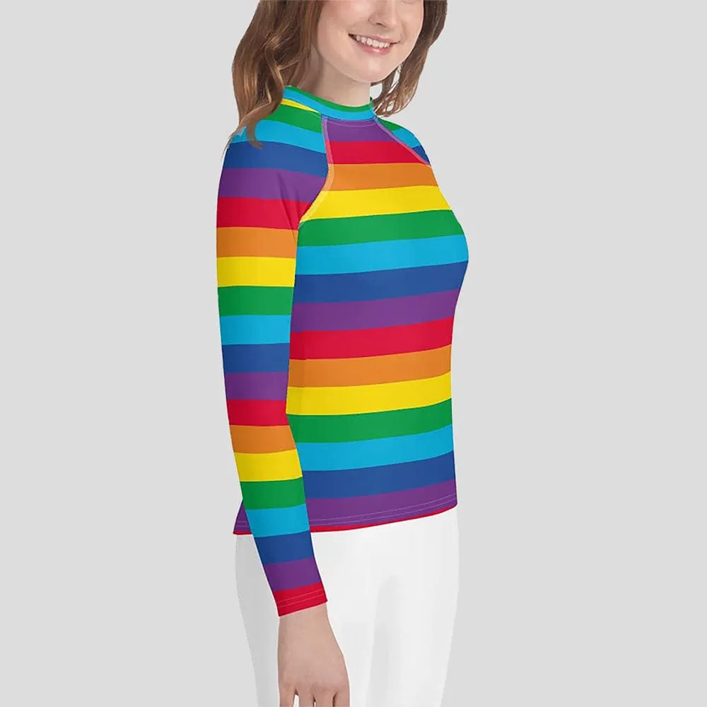 Rainbow Stripes Youth Rash Guard (POD)