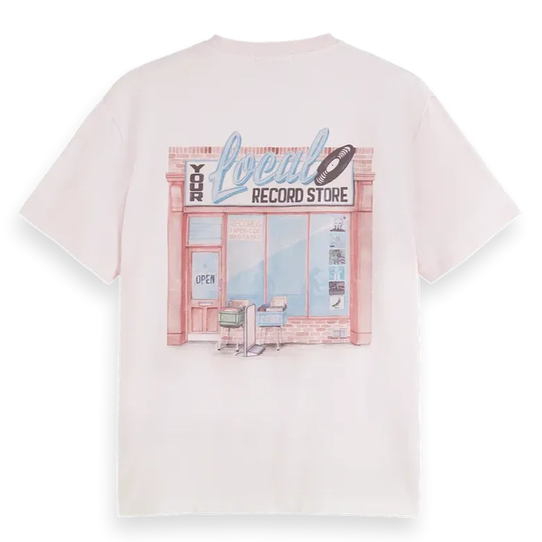 Scotch & Soda Record Store Artwork Tee -PINK CLOUD